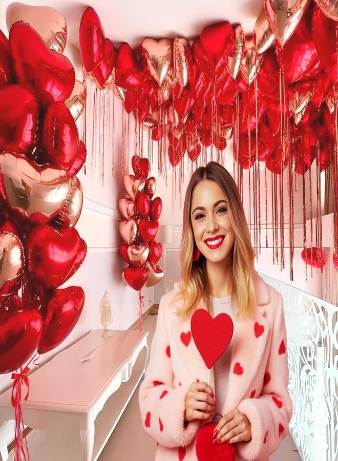بالونات على شكل قلب، 18 بوصة، 20 قطعة، بالونات وردية وحمراء على شكل قلب، بالونات عيد الحب، بالونات مايلر فويل على شكل قلب لتزيين حفلات عيد الحب، أعياد الميلاد، حفلات الزفاف، الخطوبة، الذكرى السنوية، حفلات استقبال المولود الجديد. - Image 3